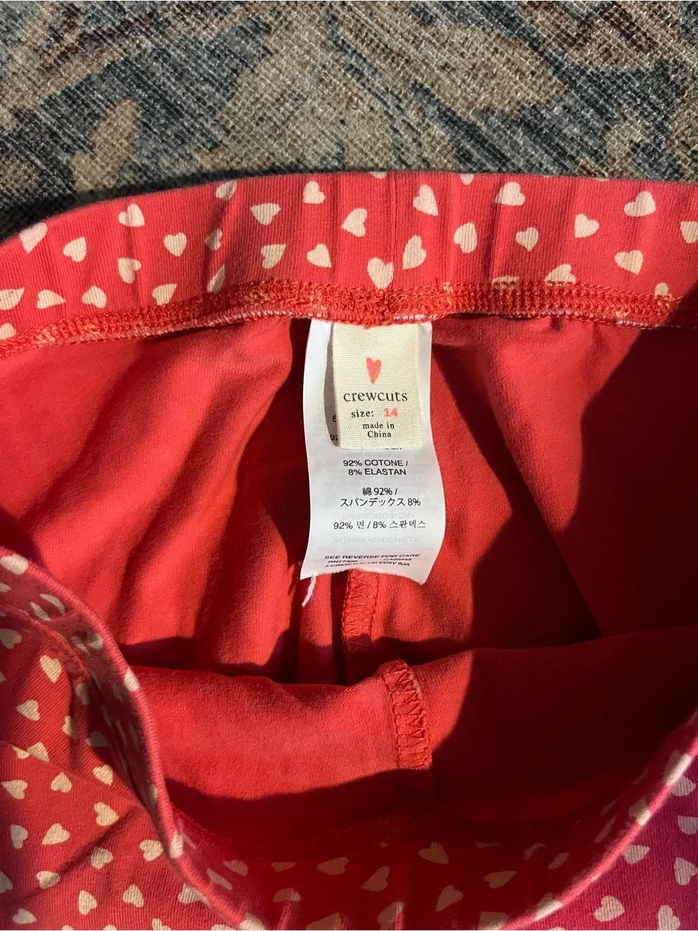 Crewcuts Girls 14 Heart Leggings